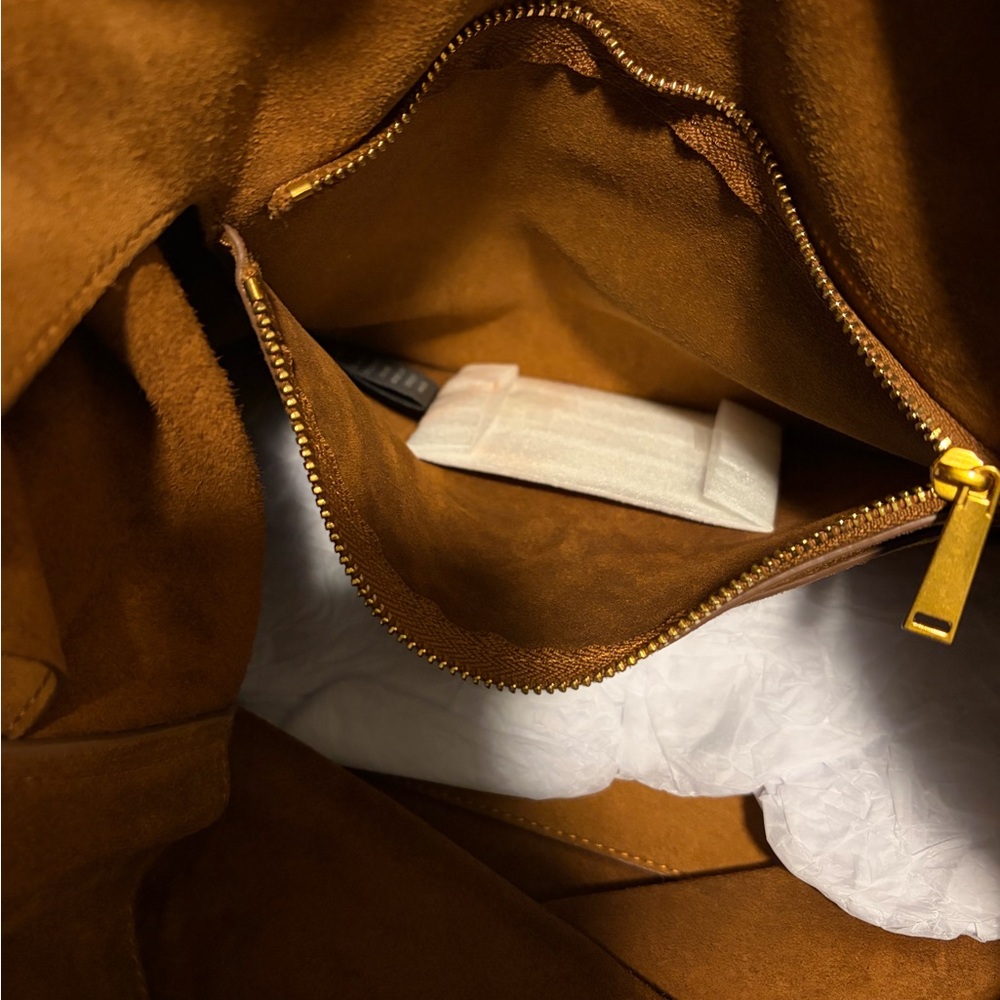 Italian Suede Slouchy Shoulder Bag in Whiskey - Picture 10 of 11